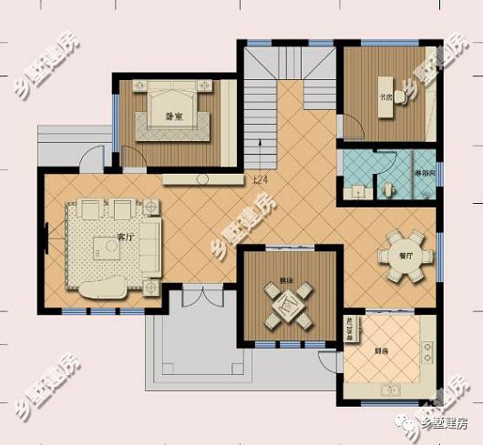 歐式現代二層小樓設計圖，主體使用石材，時尚大氣，錯落有致，別有一番風味。