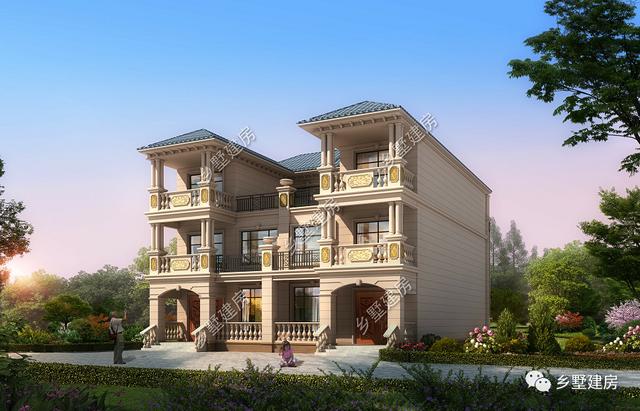 典雅的歐式三層雙拼別墅設計圖，新設計的別墅款式真是好看又實用！