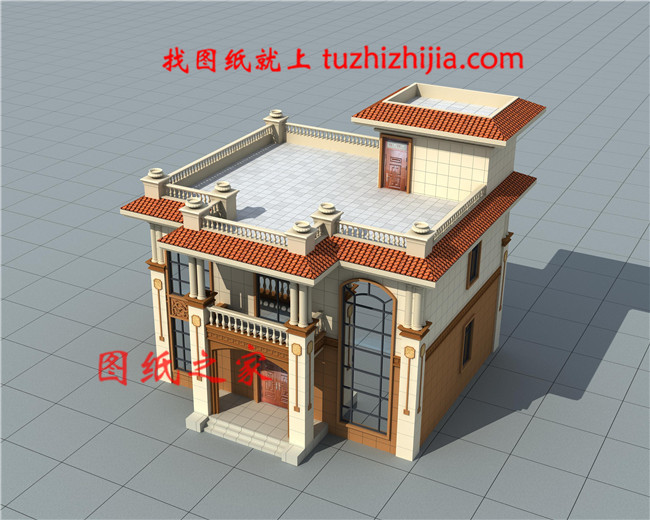 26萬二層平頂別墅別墅設計圖,客廳中空,占地120平米