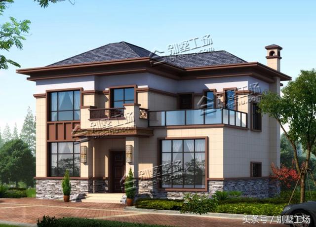 二層新中式別墅設計圖,11.7X10m,4個臥室16萬可建