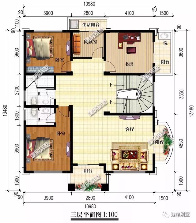 四層農村別墅設計圖，面寬10-11米，第一棟平屋頂，建的人很多