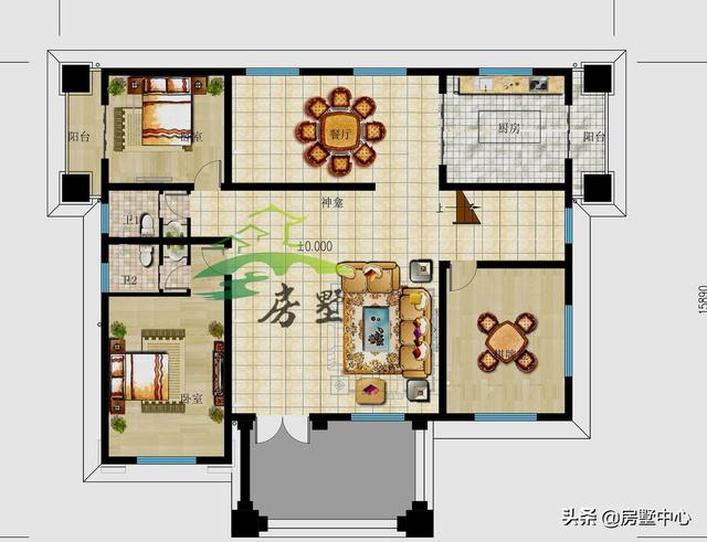 美觀別墅設計圖，堂屋的設計非常符合南方的習俗，外觀豪華大氣