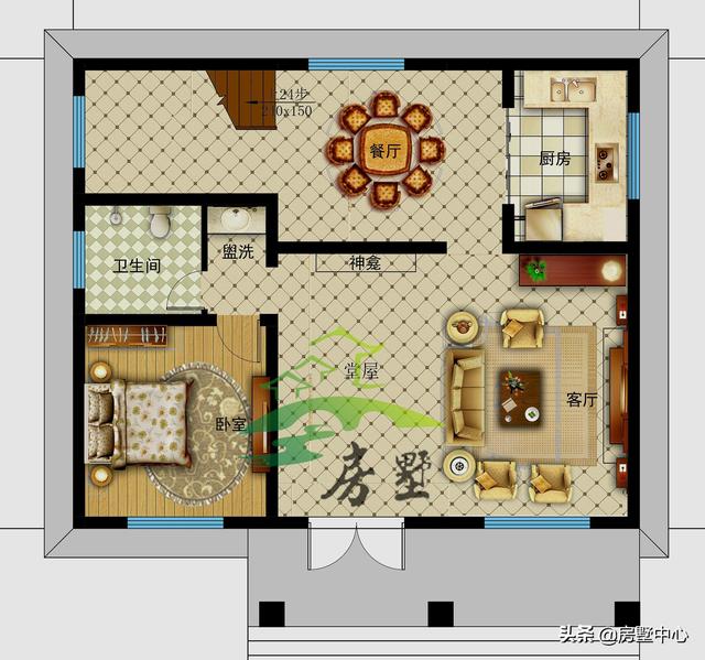 布置堂屋的歐式別墅設計圖，滿足各地的風俗習慣，讓生活更加完美