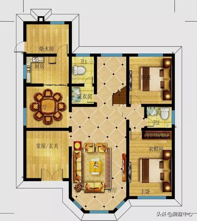 二層別墅設計圖，柴火房和車庫都有的歐式別墅，這才是農村該有的樣子