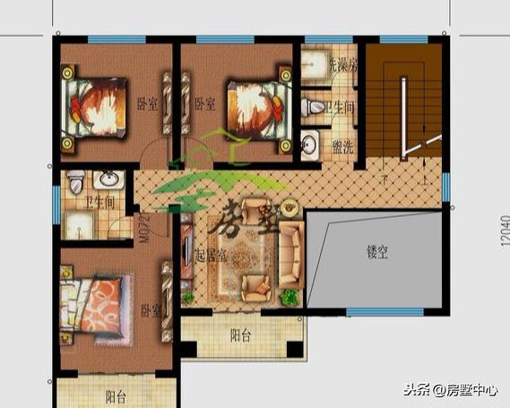 歐式別墅設計圖，浴室與衛生間隔斷，地面干燥整潔