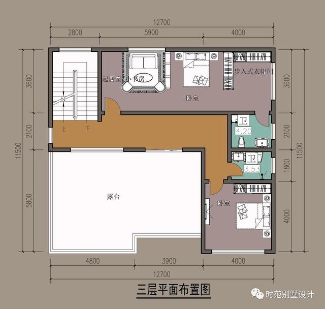 13x16米前庭后院三層中式別墅設計圖，挑空客廳，6室4廳完美農村生活