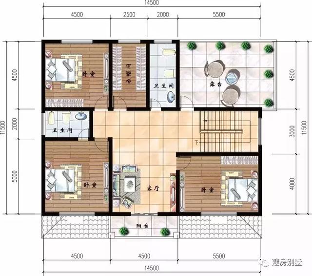 兩棟開間15米多的漂亮別墅設計圖，第一棟配堂屋、糧倉和茶室