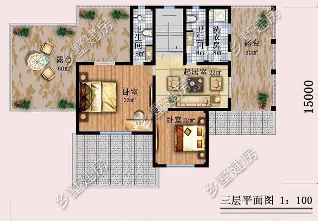 造型別致，立面豐富的三層坡屋頂自建別墅設計圖，超適合農村生活