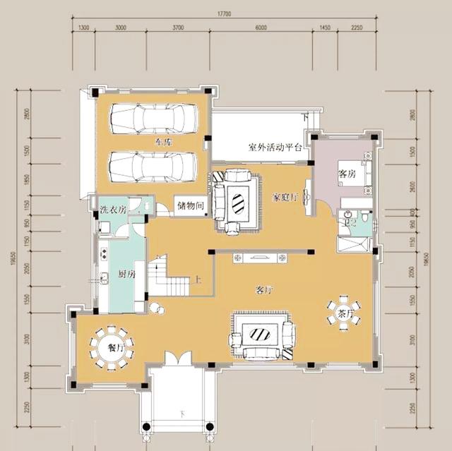 50萬18×20米豪華款三層帶挑空客廳農村別墅設計圖推薦