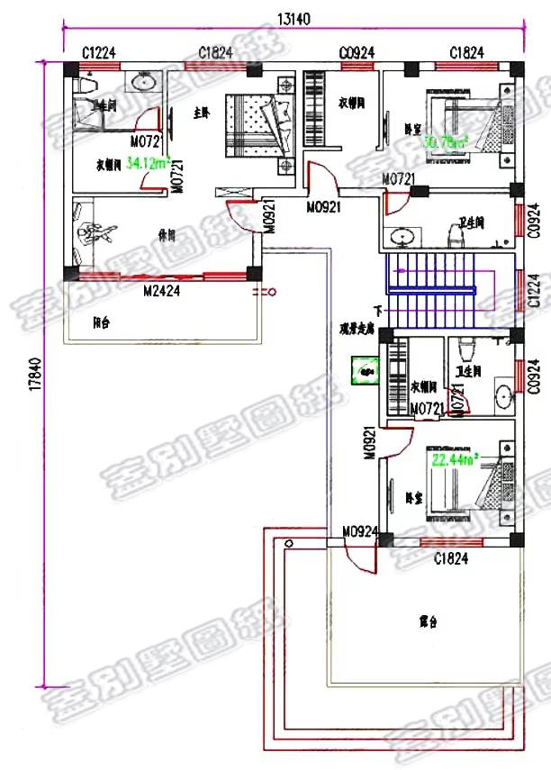 25萬二層現代風格農村實用別墅設計圖，L型設計。