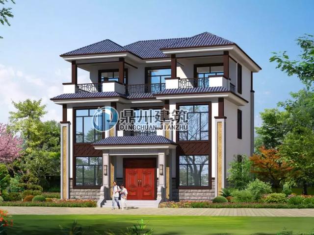 新中式三層別墅設計圖，占地128平方米，建一棟大家都會夸你有品位