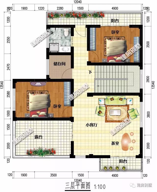 12×13.5米農(nóng)村別墅設計圖，簡約的外觀，照樣很大氣