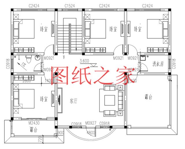 15X12米的二層別墅設(shè)計(jì)圖，造價(jià)30萬(wàn)美觀又實(shí)用，非常適合農(nóng)村建造！