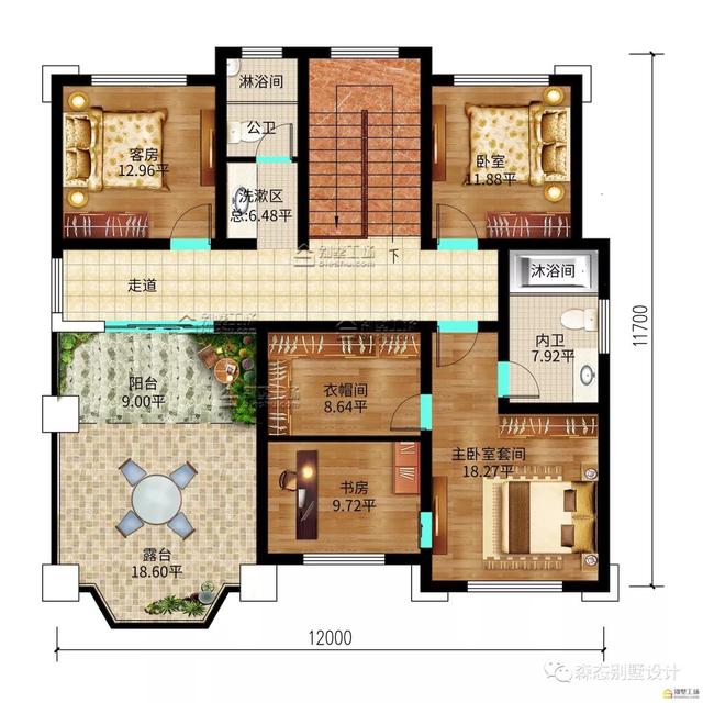 三層歐式別墅設計圖，12X13.2m，45萬造價“名利雙收”