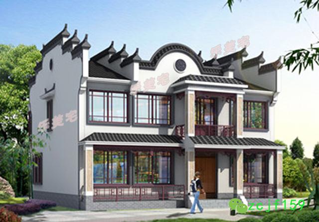 2026年新款農村新中式別墅設計效果圖，徽系設計