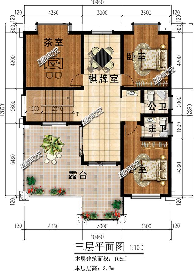 經濟實惠的三層別墅設計圖，等掙了錢就回鄉蓋別墅去，帶庭院和泳池，圖紙都準備好了