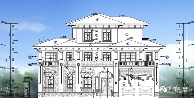 廣東三層歐式別墅設(shè)計(jì)圖，18x20米，挑空客廳，大露臺(tái)