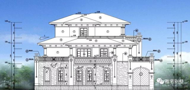 廣東三層歐式別墅設(shè)計(jì)圖，18x20米，挑空客廳，大露臺(tái)