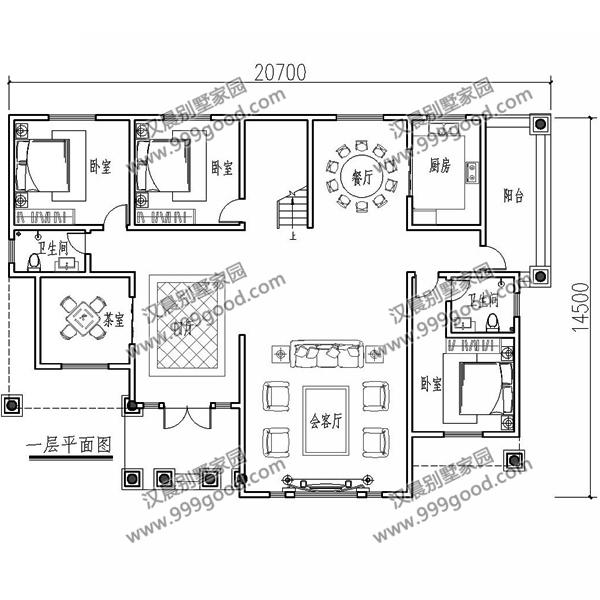 法式風格別墅設計圖，挑空客廳，拱形窗多露臺！