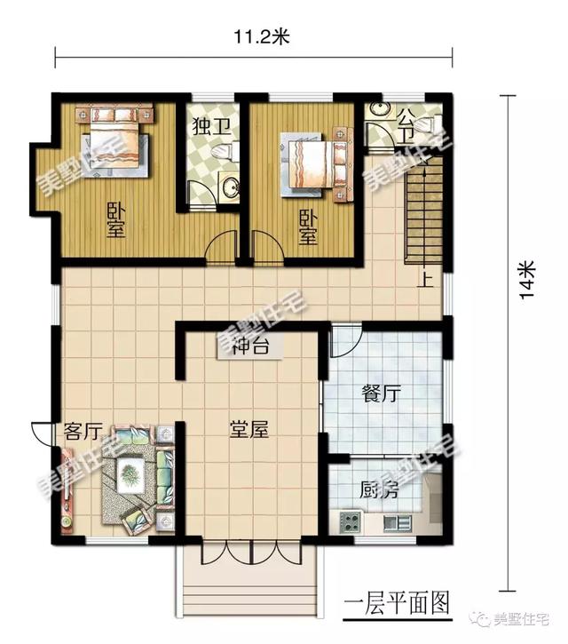 現(xiàn)代風(fēng)美墅設(shè)計圖，開間11米還帶堂屋和神臺，個性時尚又接地氣