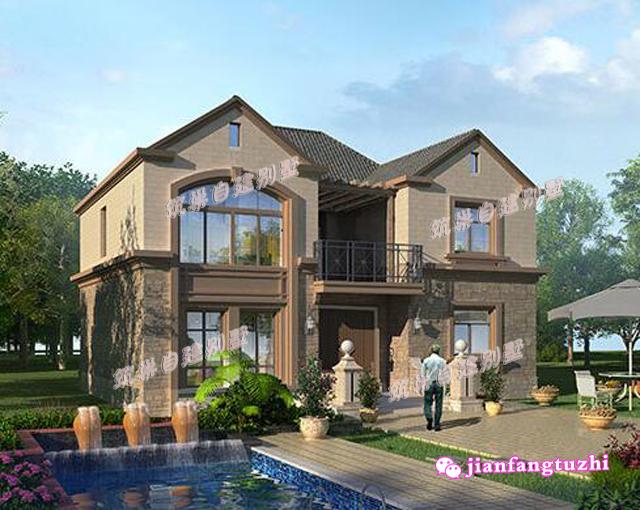 120平方米鄉村美式別墅設計鄉村二層小洋房設計圖施工圖