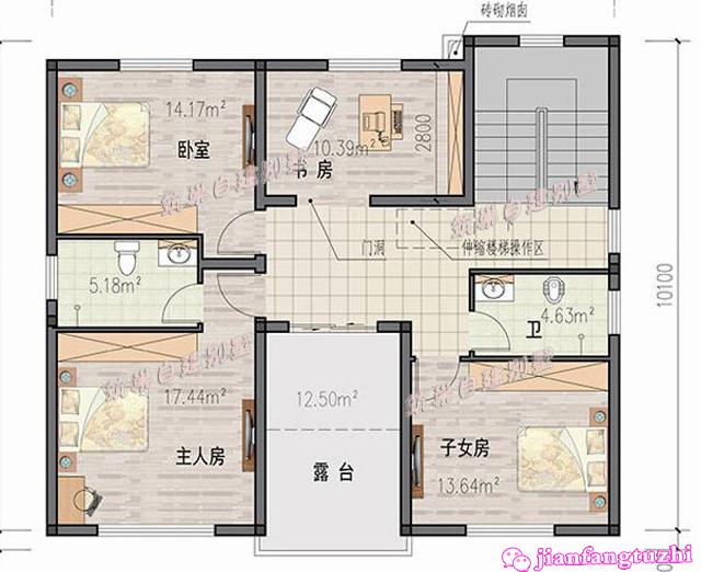 120平方米鄉村美式別墅設計鄉村二層小洋房設計圖施工圖