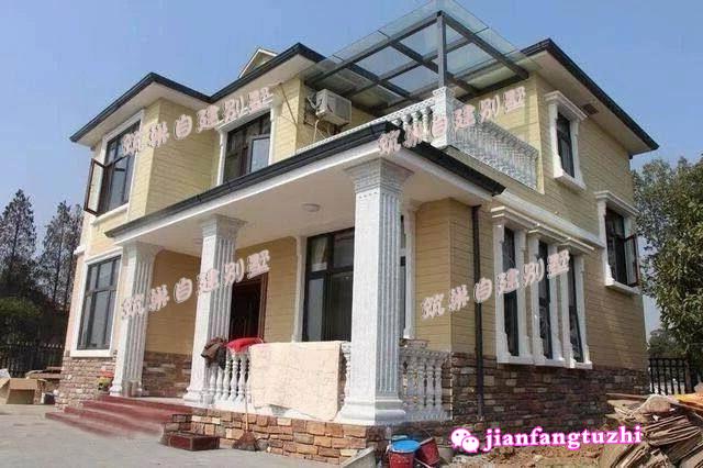 鄉村二層小別墅設計圖，建成案例圖與效果圖相似度99.9%