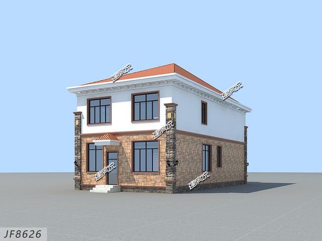 二層別墅設計圖，面寬僅8米，實用又美觀，建了在村里夠風光好一陣