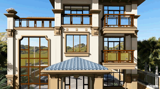 豪華3層歐式別墅設(shè)計(jì)圖，12x14室內(nèi)挑空大廳、超多臥室，驚艷全村