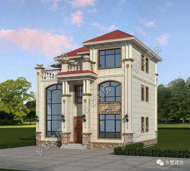 三層別墅設計圖，10X10米的宅基地建這款，實惠又氣派，快來建一棟！