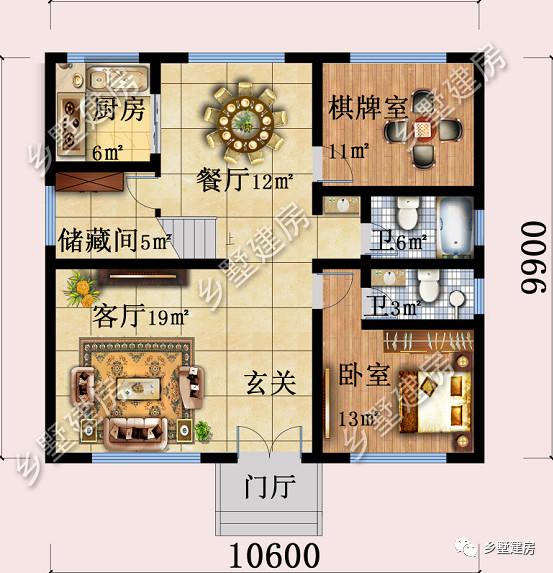 三層別墅設計圖，10X10米的宅基地建這款，實惠又氣派，快來建一棟！