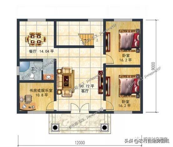 戶型方正面積適中的經濟型二層農村別墅設計圖，二三十萬就能建