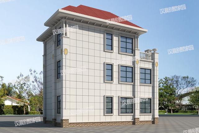 三層簡約農村別墅設計圖外觀實景素淡典雅，戶型大方功能實用