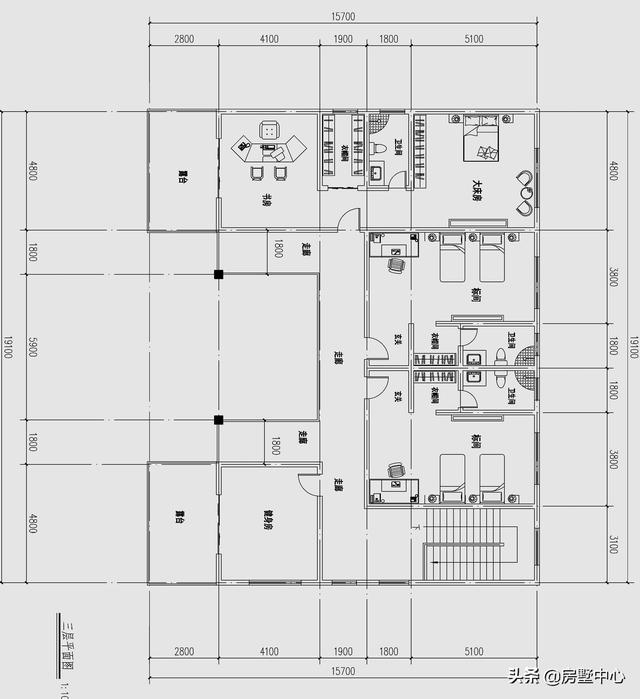 結合新中式和歐式風格的別墅設計圖，簡潔大方，古典淡雅