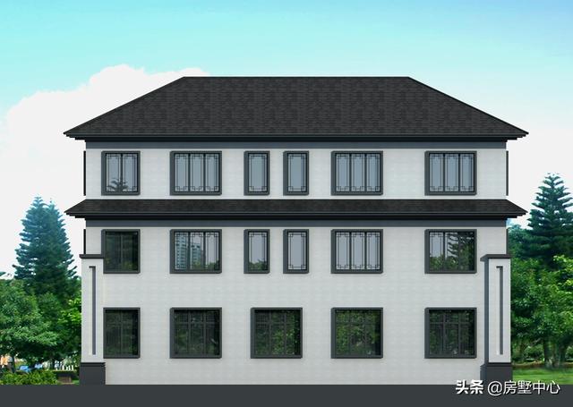 結合新中式和歐式風格的別墅設計圖，簡潔大方，古典淡雅