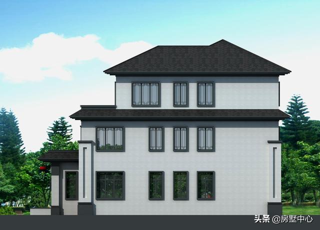 結合新中式和歐式風格的別墅設計圖，簡潔大方，古典淡雅