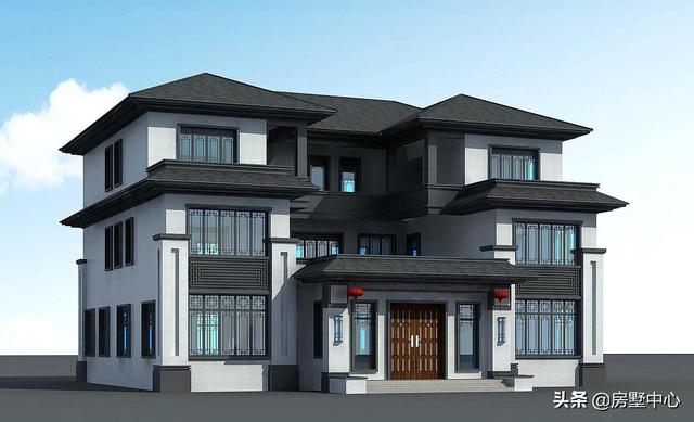 結合新中式和歐式風格的別墅設計圖，簡潔大方，古典淡雅