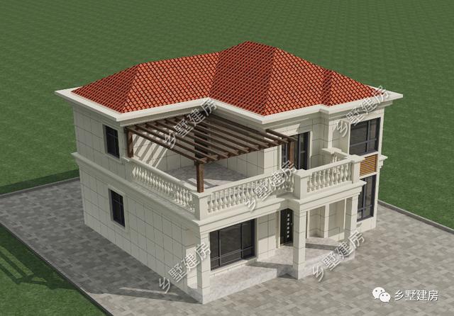 這棟簡歐風二層小別墅設計圖，別墅外立面色調純潔、簡約，造價只要24萬