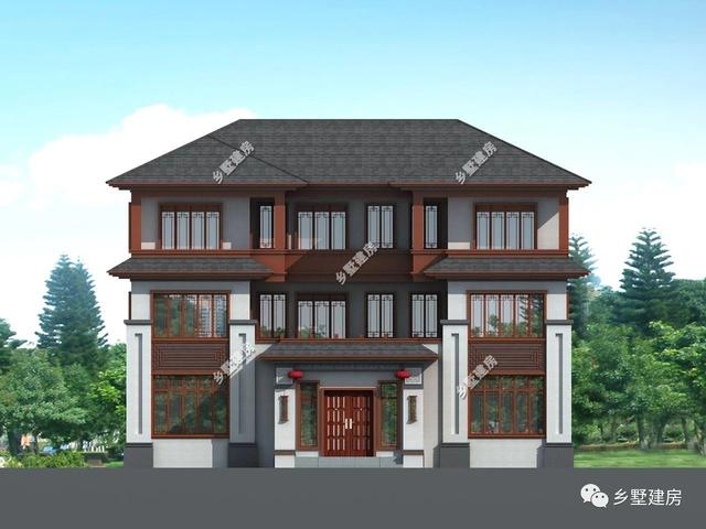 新中式四合院設計圖，卻有傳統的黛瓦白墻，真是讓人過目不忘的農村別墅