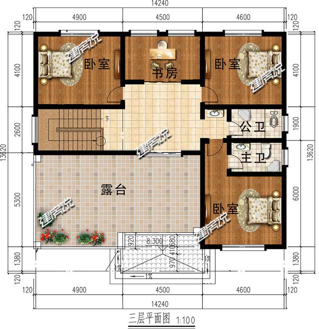 我有一棟漂亮的中式別墅設計圖，要和你分享，圖紙收藏開春就建房