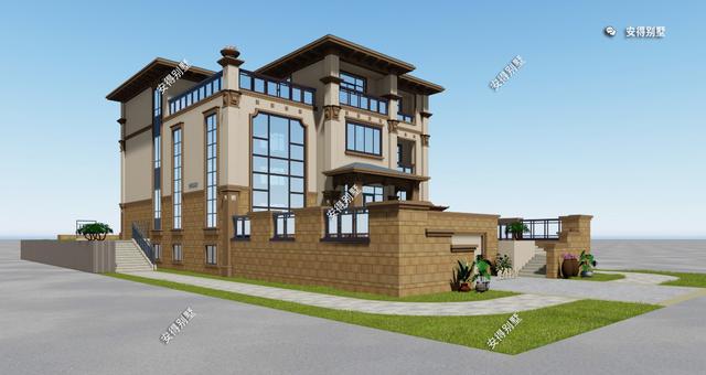 歐式別墅設計圖，這款解決了地勢高差問題的，好看實用簡直帥呆了！