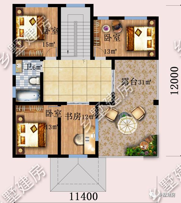 農村三層自建別墅設計圖，車庫+套房+雙露臺，從此開啟品質幸福生活！