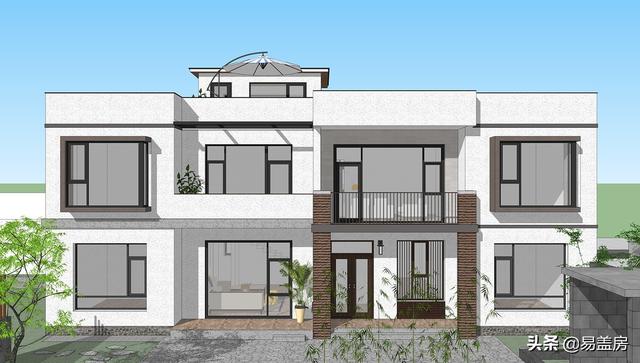 農(nóng)村別墅設(shè)計(jì)圖，平屋頂帶庭院，北京現(xiàn)代小院通透開(kāi)闊，老人都稱贊