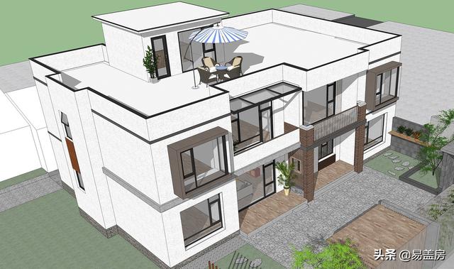 農(nóng)村別墅設(shè)計(jì)圖，平屋頂帶庭院，北京現(xiàn)代小院通透開(kāi)闊，老人都稱贊