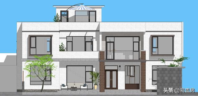 農(nóng)村別墅設(shè)計(jì)圖，平屋頂帶庭院，北京現(xiàn)代小院通透開(kāi)闊，老人都稱贊