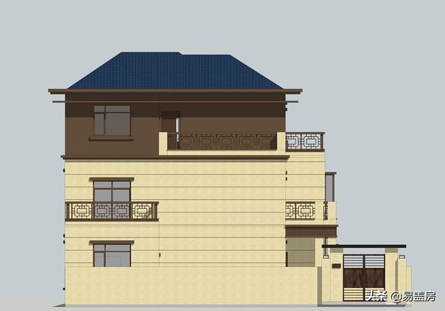 河南農(nóng)村大氣新中式別墅設(shè)計圖，3露臺7臥室庭院實用，60萬建成村內(nèi)最美