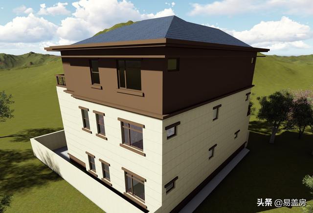 河南農(nóng)村大氣新中式別墅設(shè)計圖，3露臺7臥室庭院實用，60萬建成村內(nèi)最美