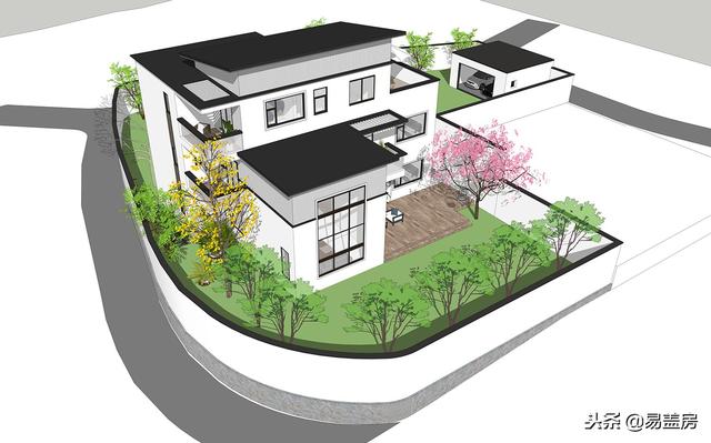 現代別墅設計圖，56萬帶車庫佛堂，開敞設計大氣十足，還有屋頂隔熱！