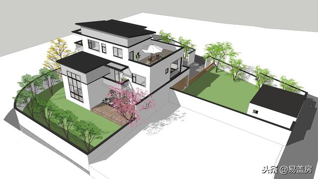 現代別墅設計圖，56萬帶車庫佛堂，開敞設計大氣十足，還有屋頂隔熱！