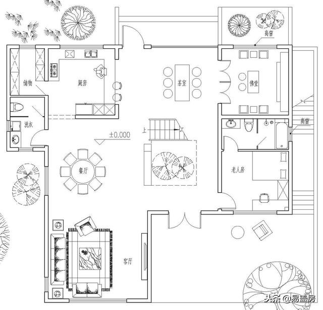現代別墅設計圖，56萬帶車庫佛堂，開敞設計大氣十足，還有屋頂隔熱！